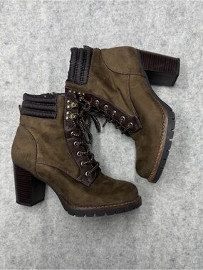 Sophie 17 Hunter Women’s Brown Lace-up Combat Boots Suede Like Size 8M